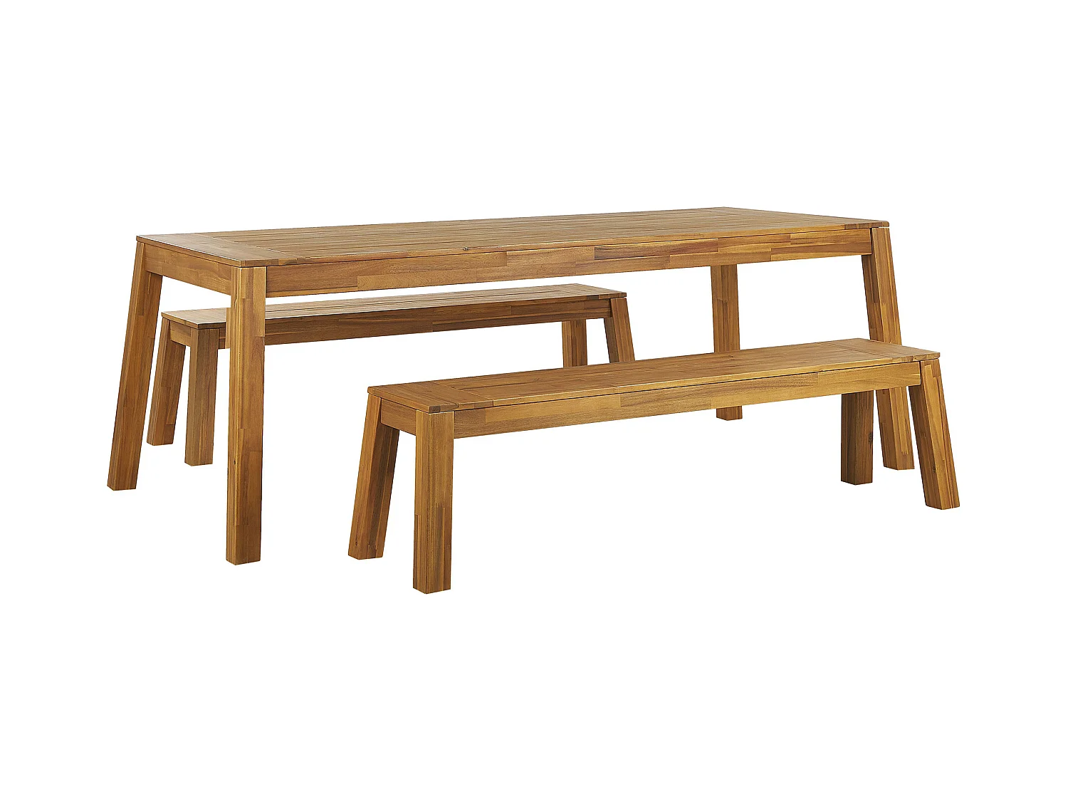 Salle à manger de jardin avec bancs 6 places LIVORNO Acacia Marron