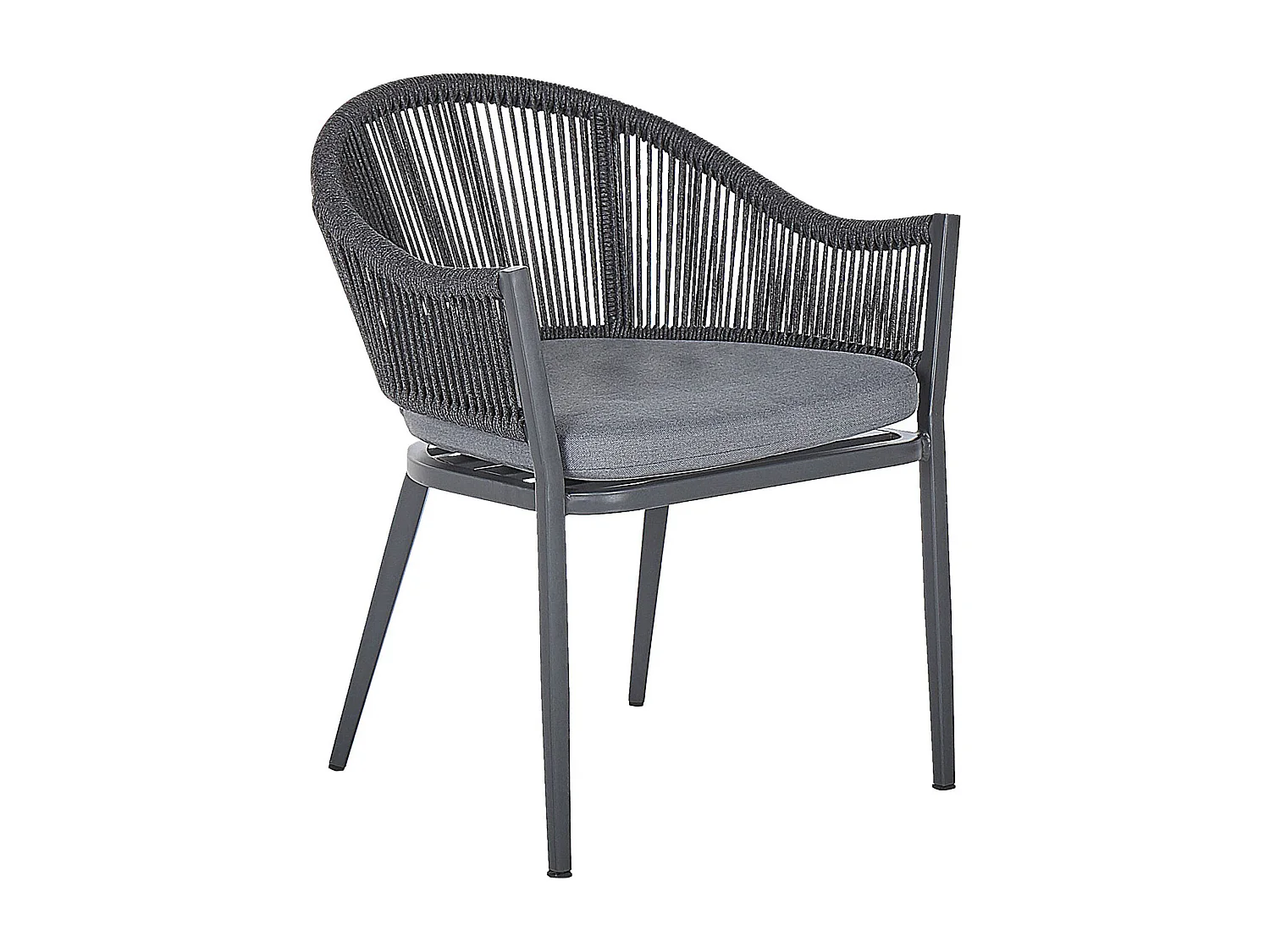 Salle à manger de jardin 4 places MILETO avec coussins Métal Gris