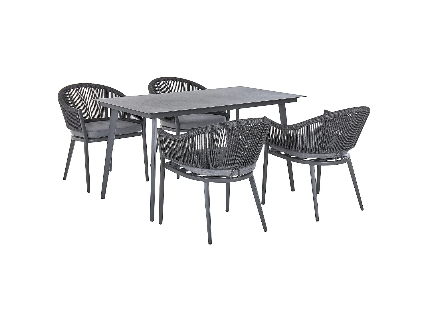 Tuinset 4-zitter MILETO met kussens Metaal Grijs