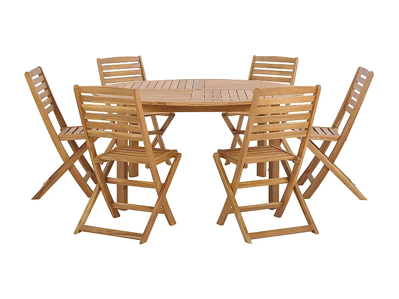 Salle à manger de jardin 6 places TOLVE Acacia Marron