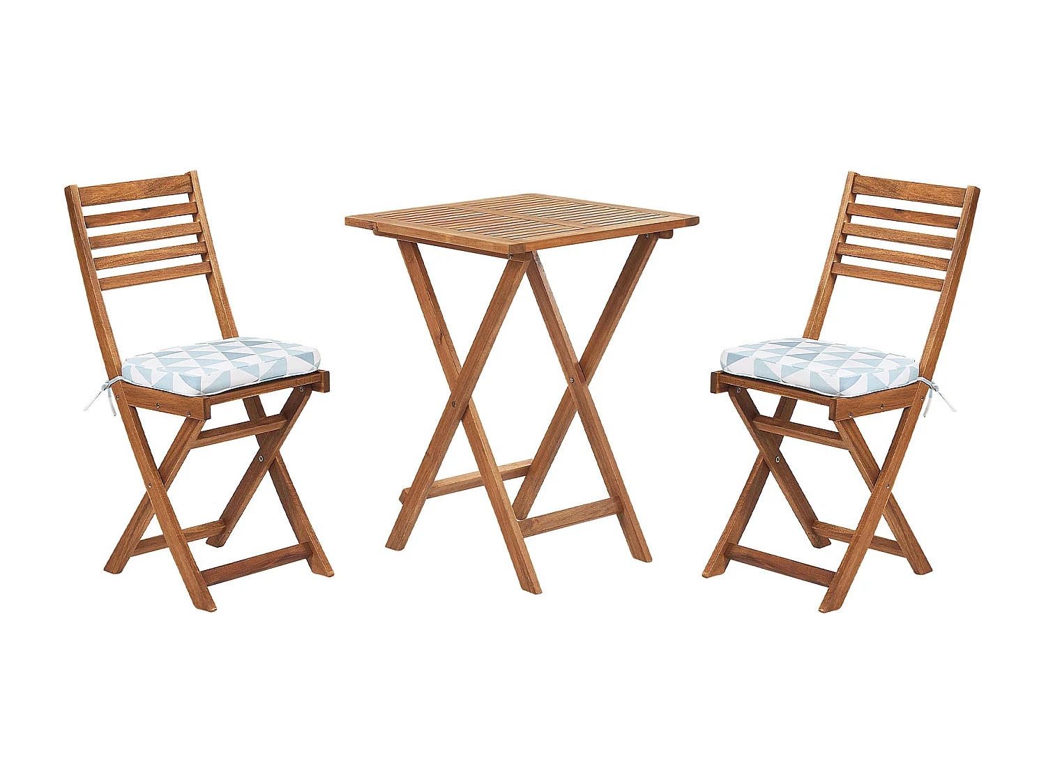 Bistro Set inkl. Kissen klappbar FIJI Holz Blau