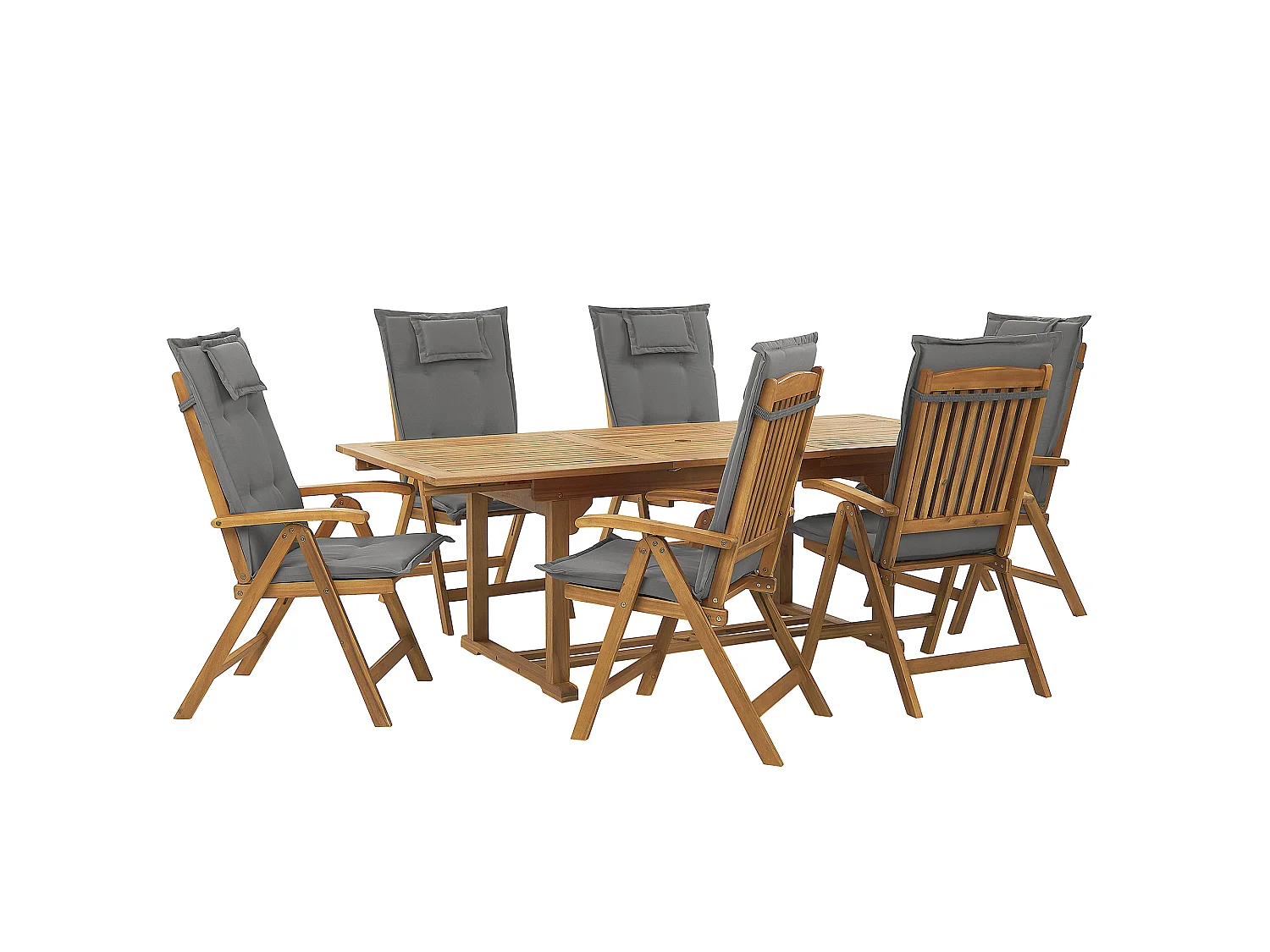 Salle à manger de jardin 6 places JAVA avec coussins Acacia Gris graphite