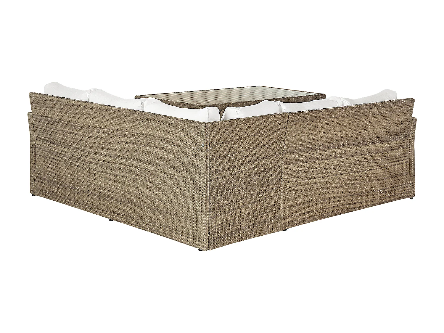 Loungeset met tafel en ottomaan 5-zitter BARDI met kussens Bruin