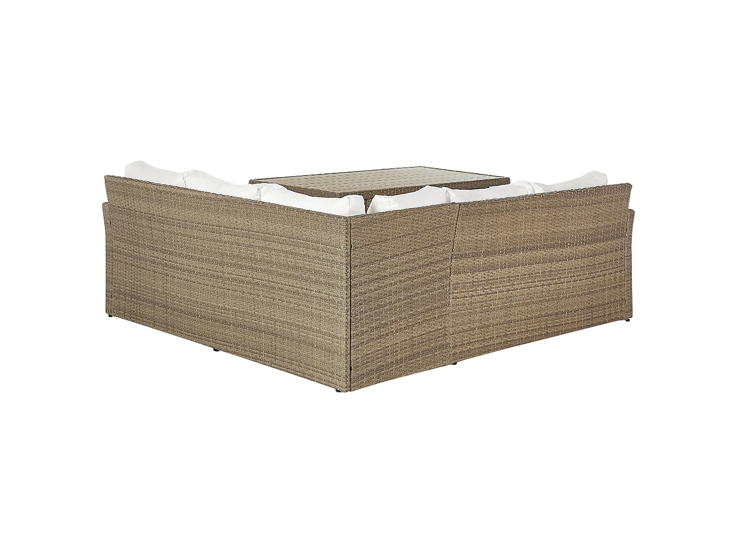 Ensemble de salon de jardin avec table et ottoman 5 places BARDI avec coussins Marron