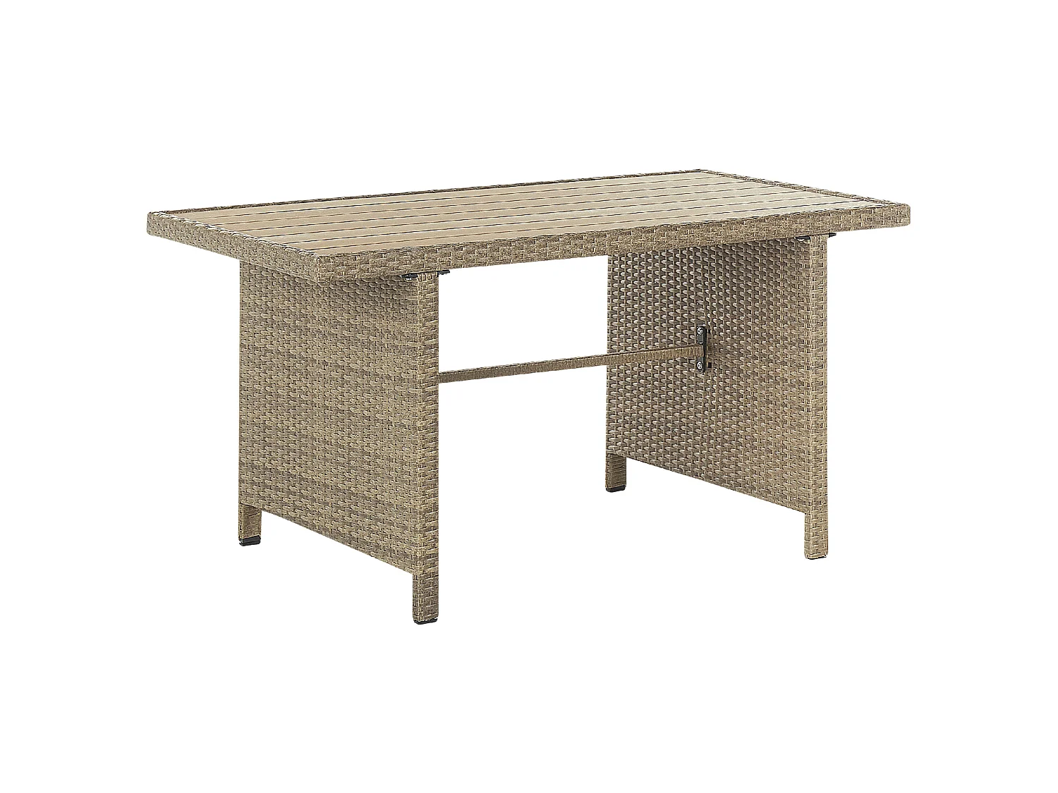 Ensemble de salon de jardin avec table et ottoman 5 places BARDI avec coussins Marron