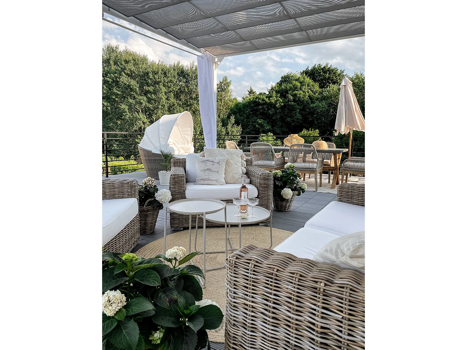 Gartenmöbel Set 6-Sitzer OLBIA inkl. Kissen Beton Beige