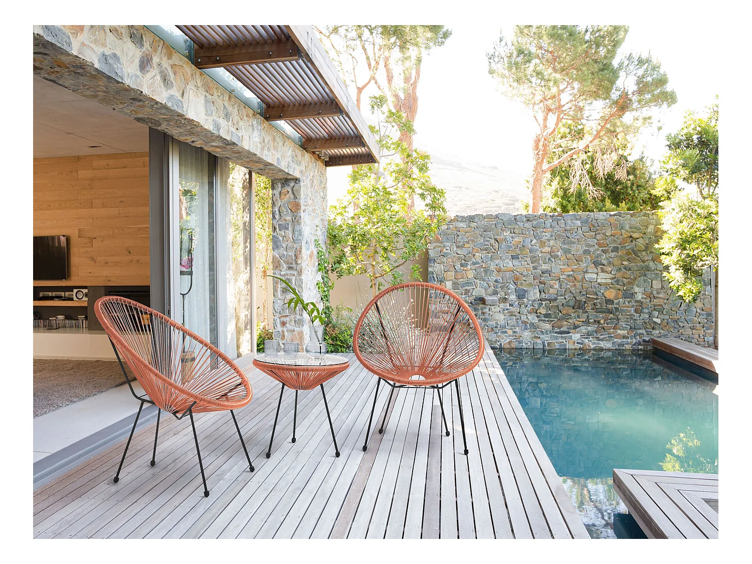 Ensemble pour bistro ACAPULCO II Orange