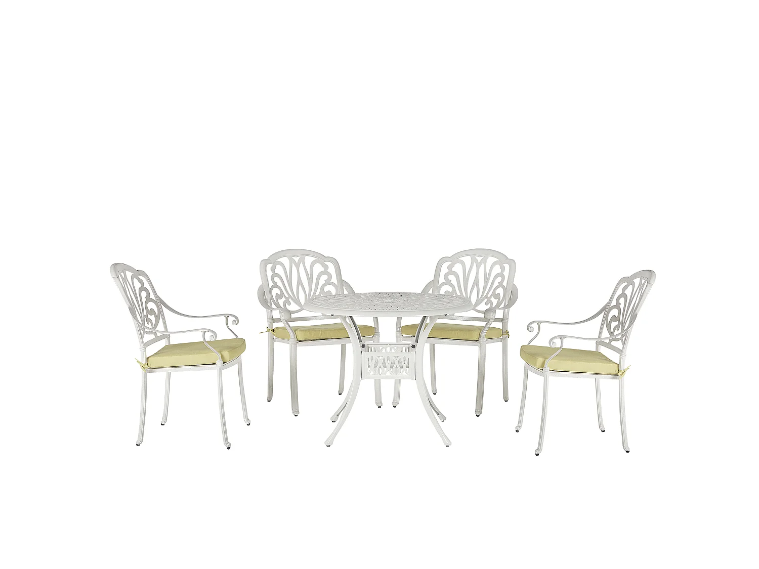 Salle à manger de jardin 4 places ANCONA avec coussins Métal Blanc cassé
