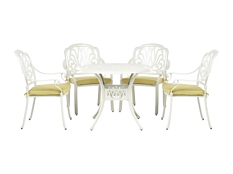 Set da pranzo da giardino 4 posti ANCONA con cuscini Metallo Bianco sporco
