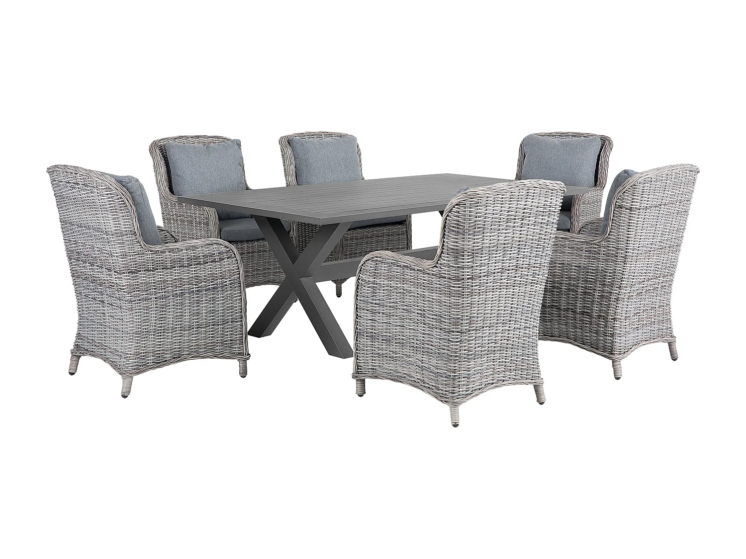 Conjunto de refeições de jardim 6 lugares CASCAIS com almofadas Cinzento