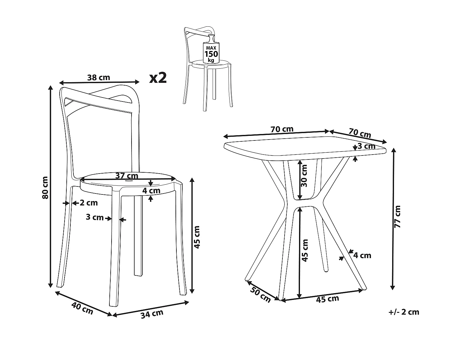 Ensemble pour bistro SERSALE/CAMOGLI Turquoise