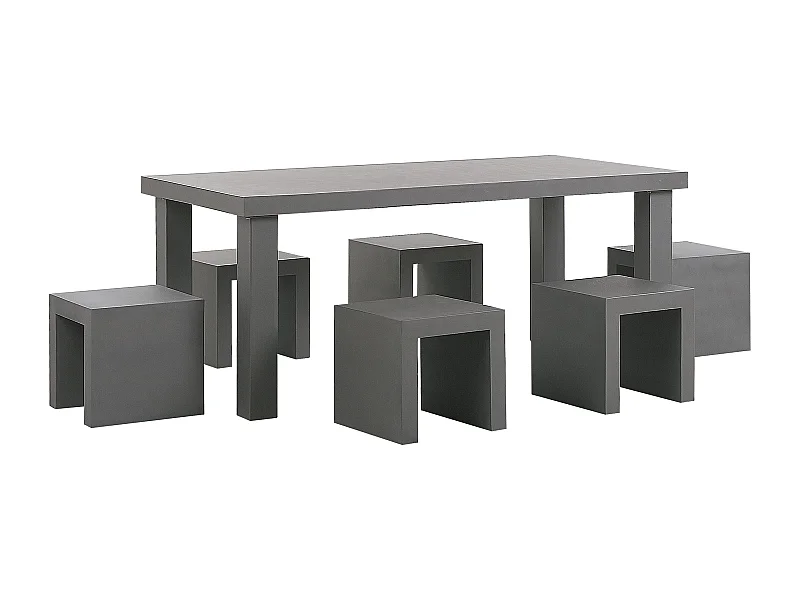 Gartenmöbel Set mit Hockern 6-Sitzer TARANTO Beton Grau