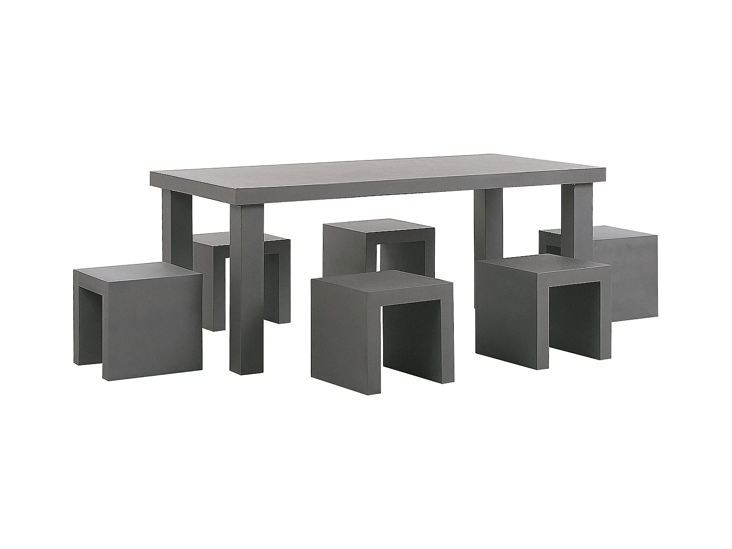 Salle à manger de jardin avec tabourets 6 places TARANTO Béton Gris
