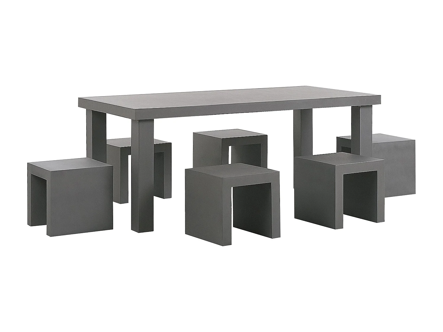 Gartenmöbel Set mit Hockern 6-Sitzer TARANTO Beton Grau
