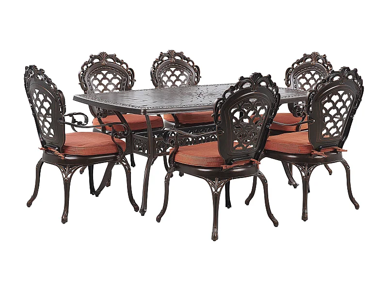 Set da pranzo da giardino 6 posti LIZZANO con cuscini Metallo Marrone scuro