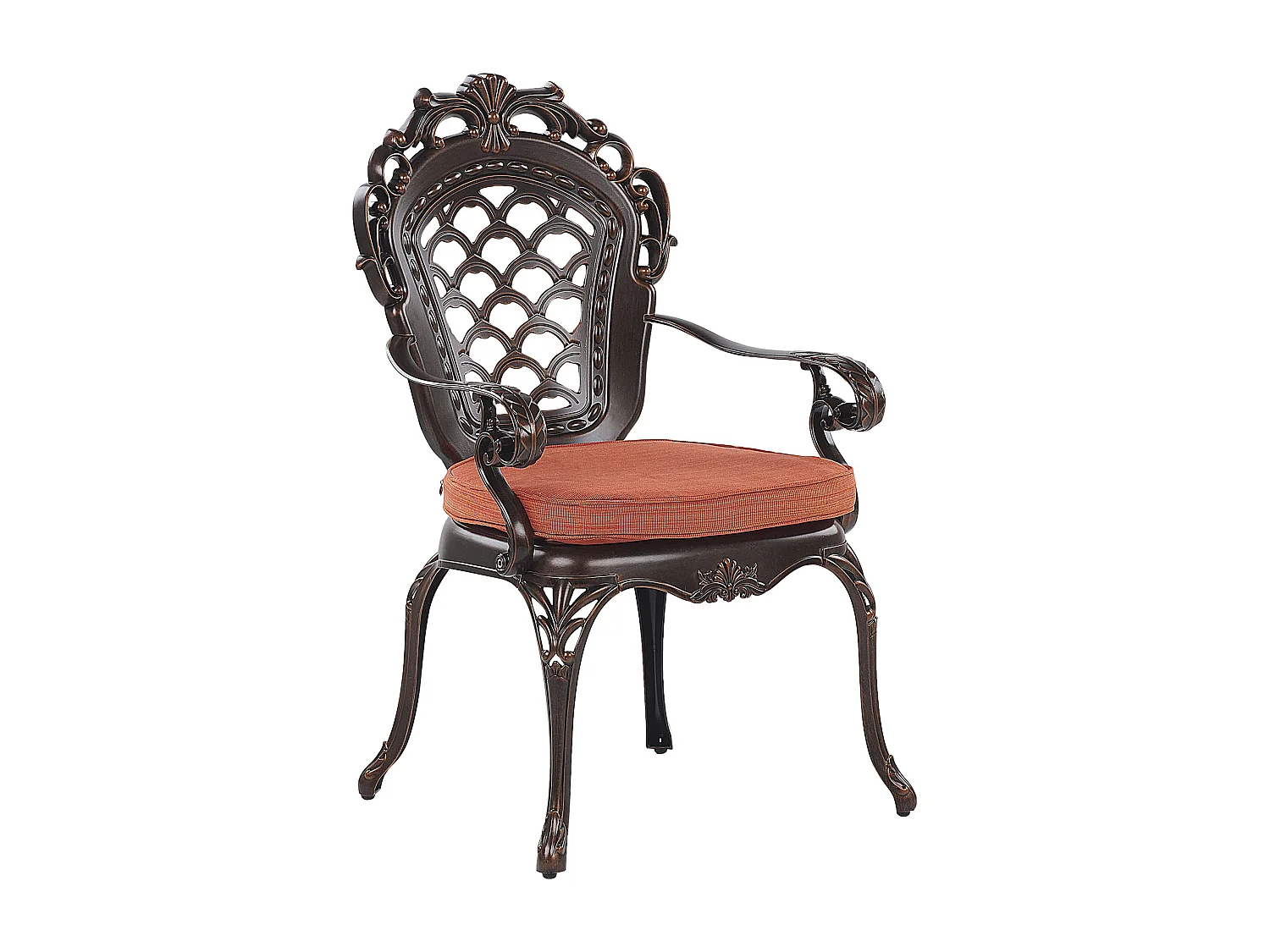 Salle à manger de jardin 6 places LIZZANO avec coussins Métal Marron foncé