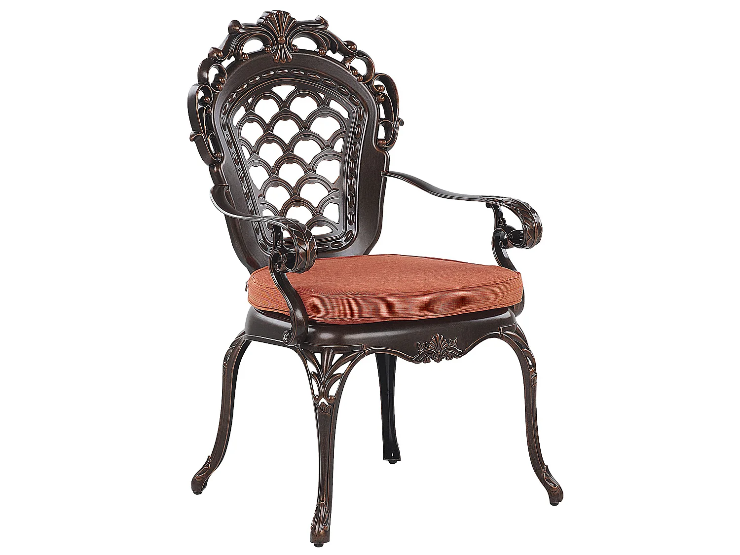Salle à manger de jardin 6 places LIZZANO avec coussins Métal Marron foncé