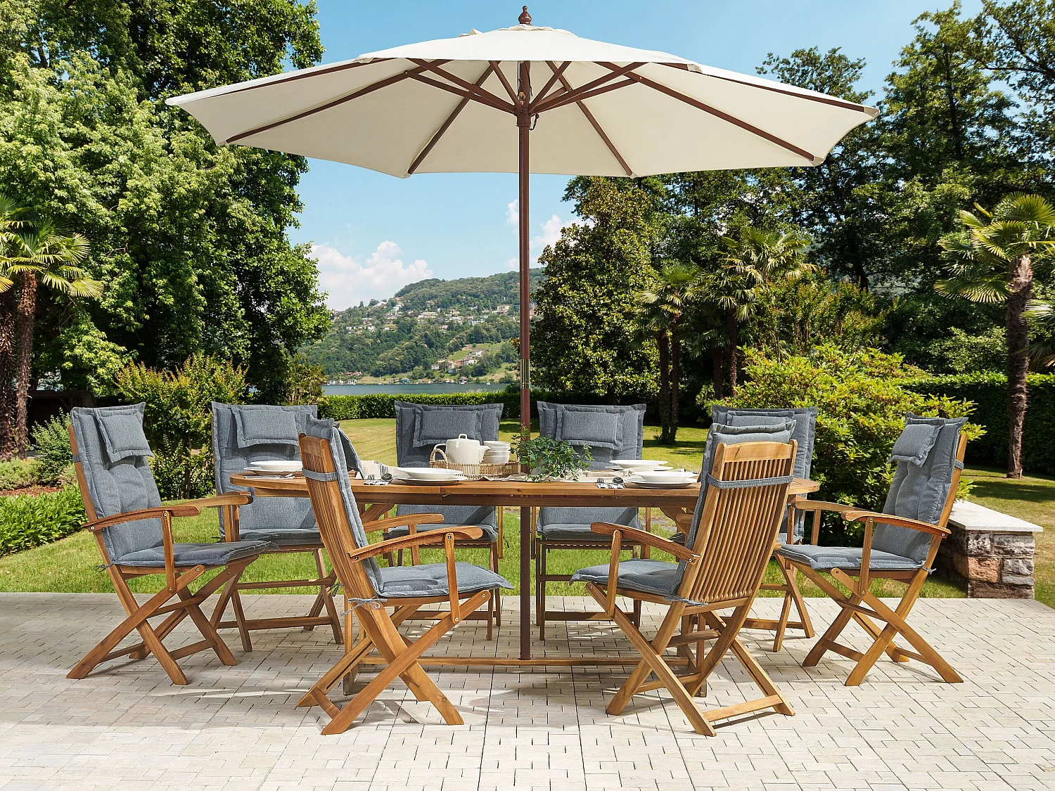 Set da pranzo da giardino 8 posti MAUI Legno d'acacia Grigio