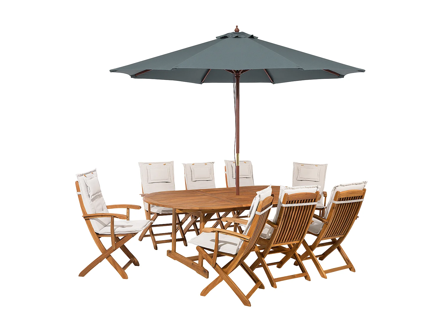 Tuinset 8-zitter MAUI Met parasol Acaciahout Gebroken wit