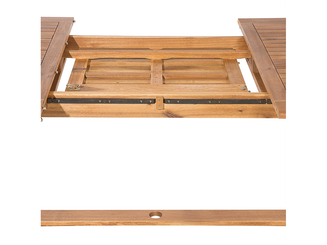 Conjunto de refeições de jardim 8 lugares MAUI com guarda-sol Madeira de acácia Branco creme