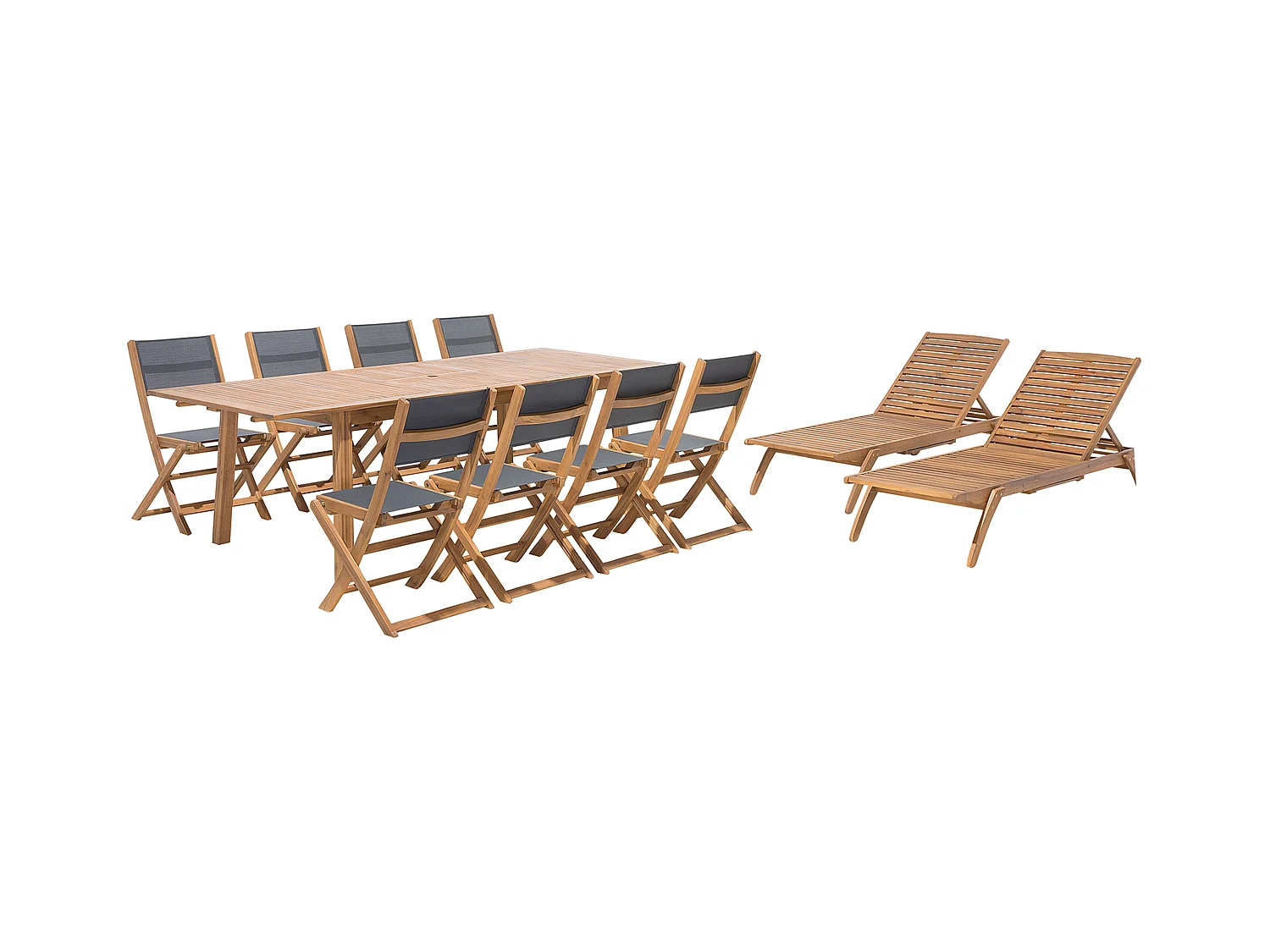 Salle à manger de jardin avec chaises longues 8 places CESANA Acacia Marron clair