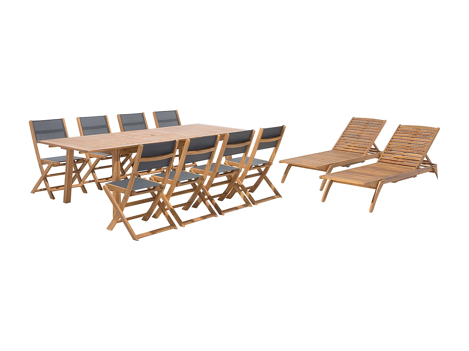 Salle à manger de jardin avec chaises longues 8 places CESANA Acacia Marron clair