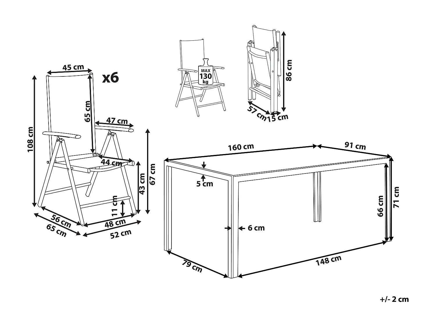 Tuinset 6-zitter CATANIA Metaal Grijs