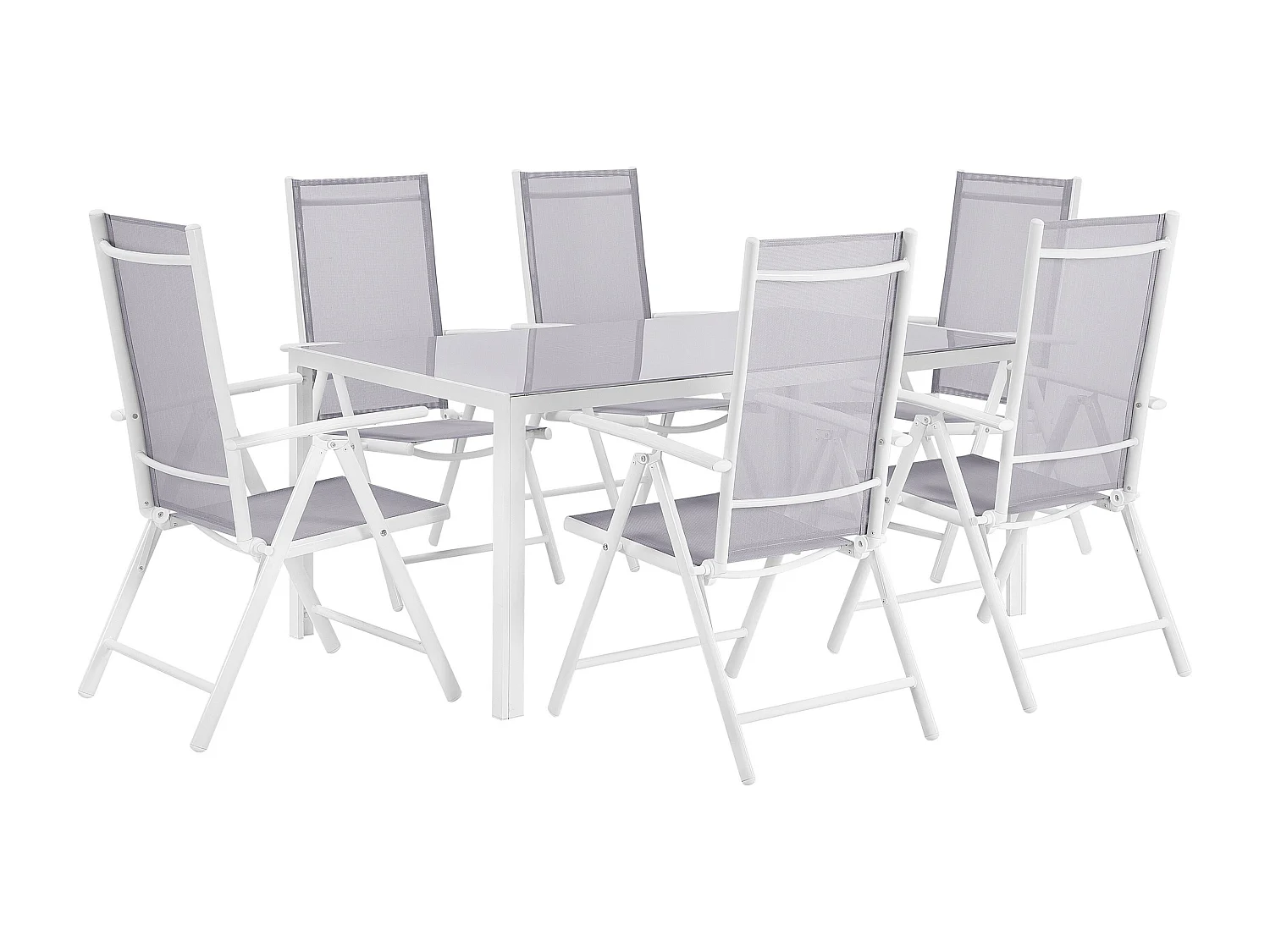 Modernes Gartenmöbel Set in Grau Tisch und 6 Stühle Aluminium Polyester Prato