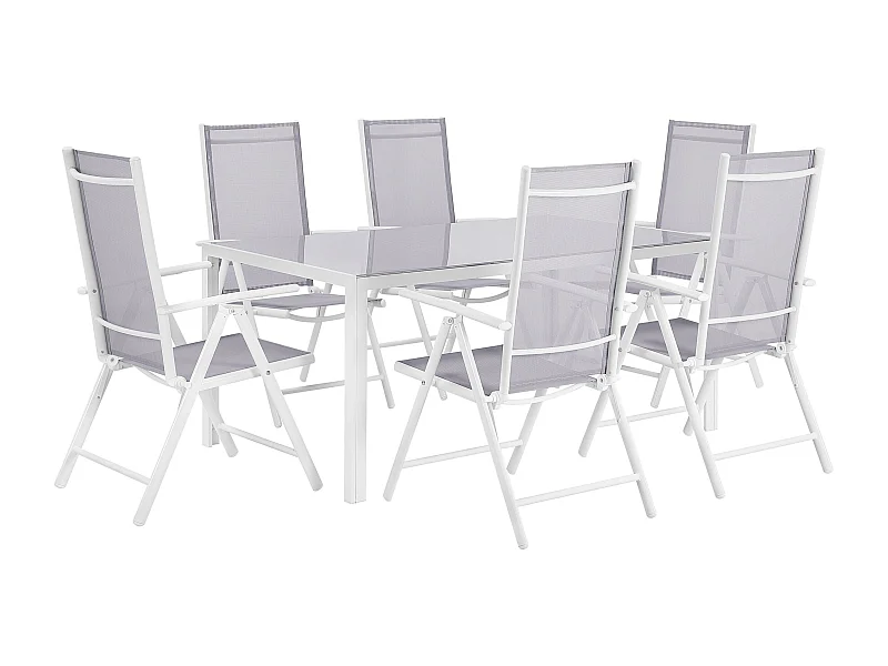 Modernes Gartenmöbel Set in Grau Tisch und 6 Stühle Aluminium Polyester Prato