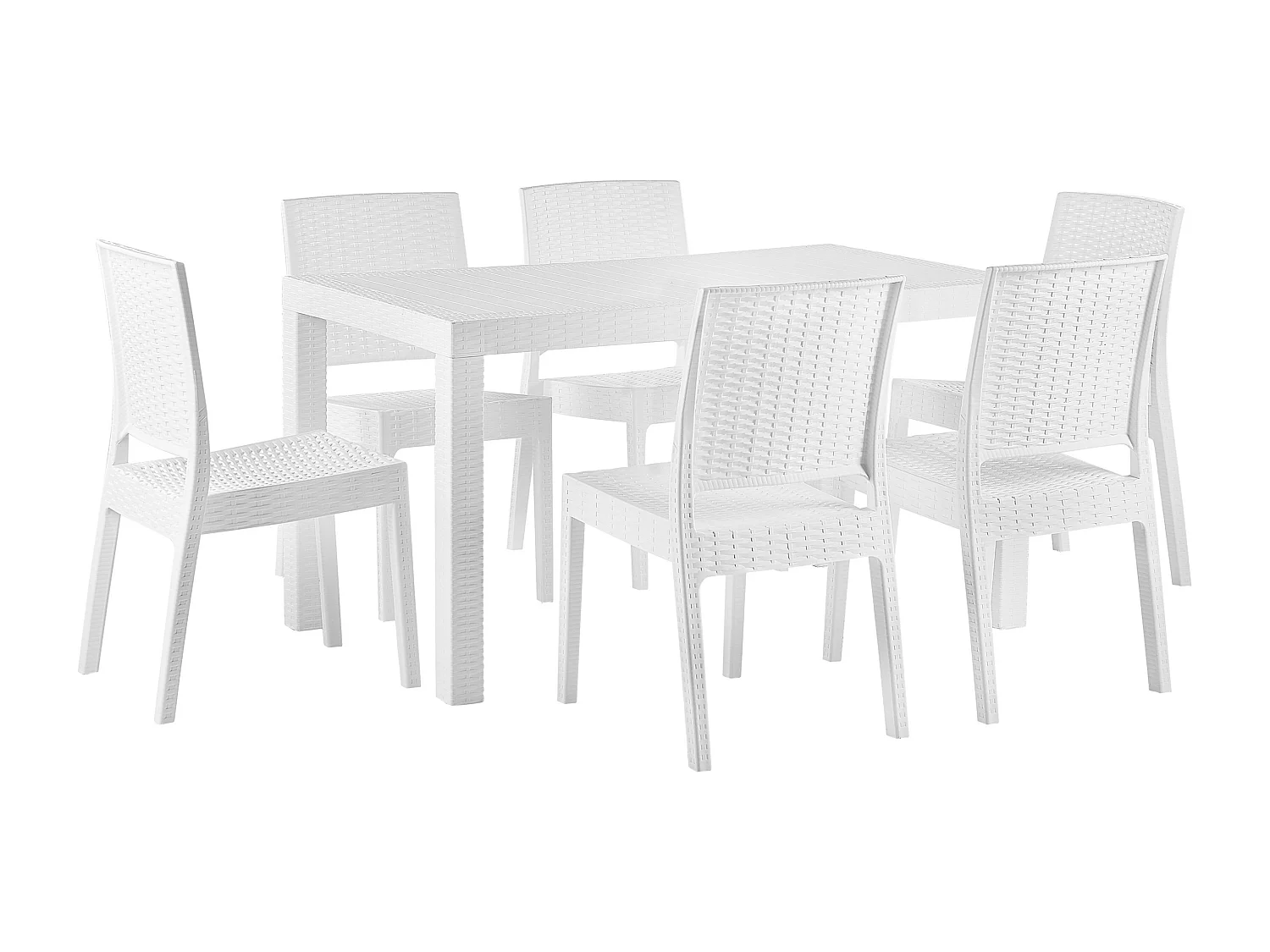 Conjunto de comedor exterior 6 plazas FOSSANO Blanco