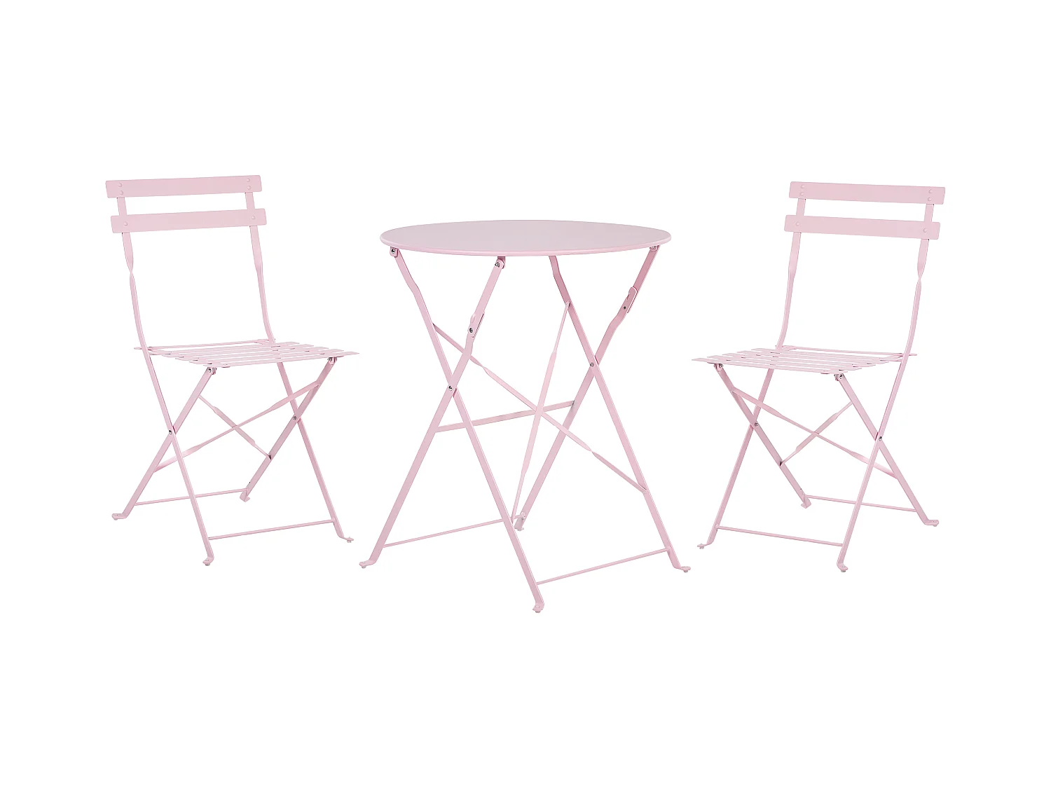 Ensemble pour bistro Pliant FIORI Métal Rose pastel