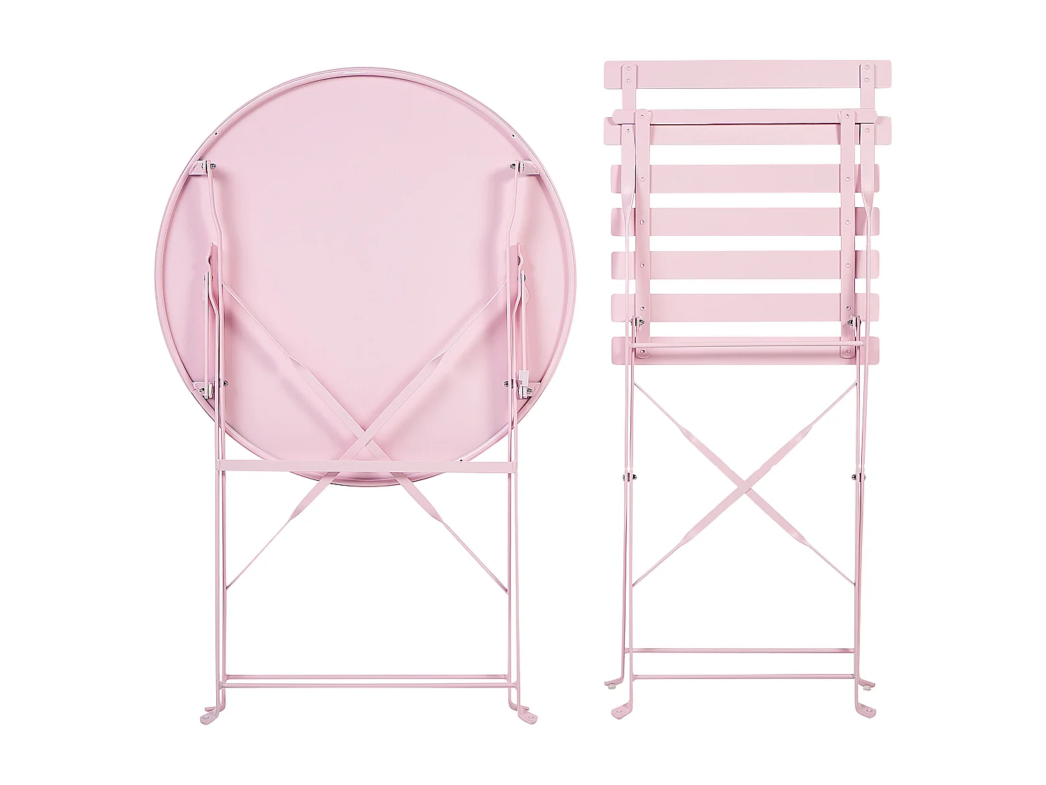 Modernes Balkonset 3-teilig Tisch mit 2 Stühlen aus Stahl rosa pastell Fiori