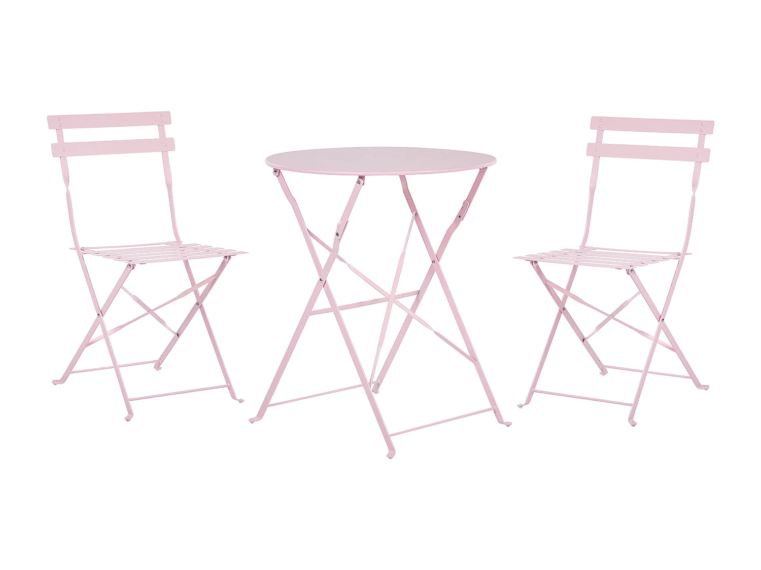 Ensemble pour bistro Pliant FIORI Métal Rose pastel