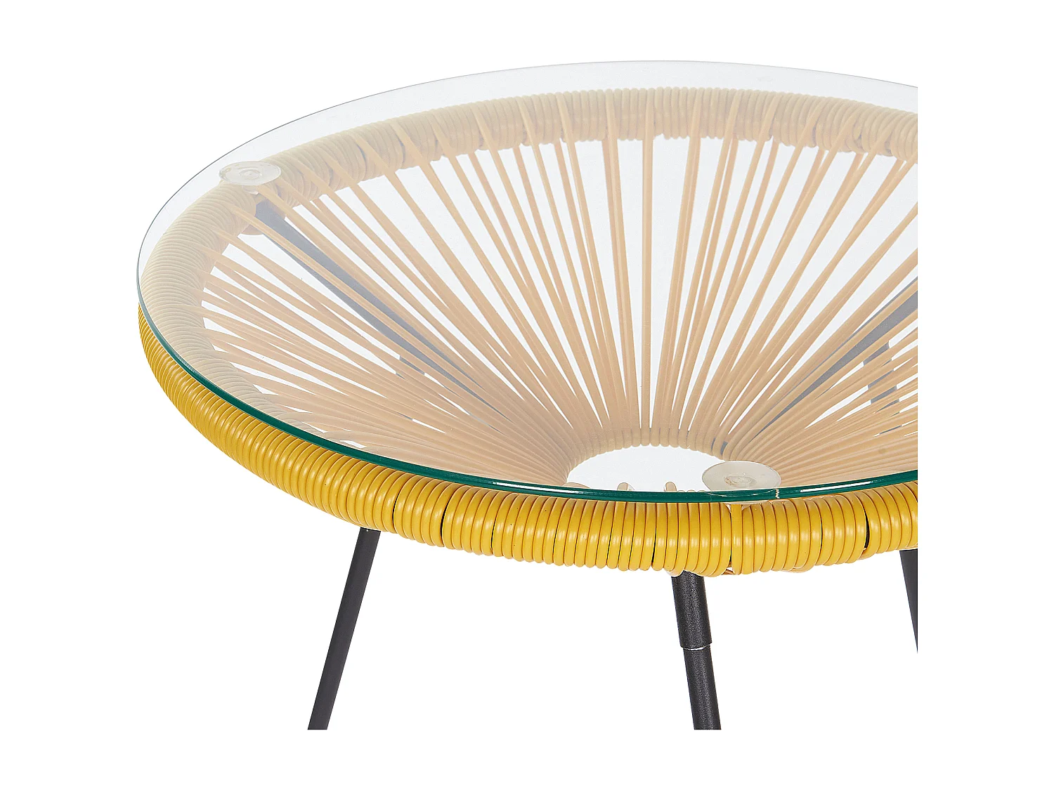 Lustiges Balkonset 2 Stühle mit 1 Tisch Spaghetti-Optik Rattan gelb Acapulco