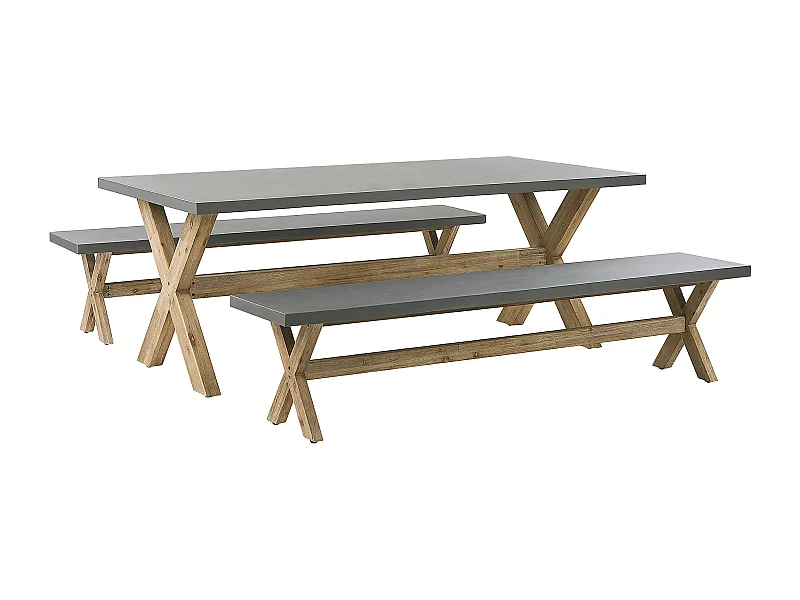 Set da pranzo da giardino con panche 6 posti OLBIA Cemento Grigio