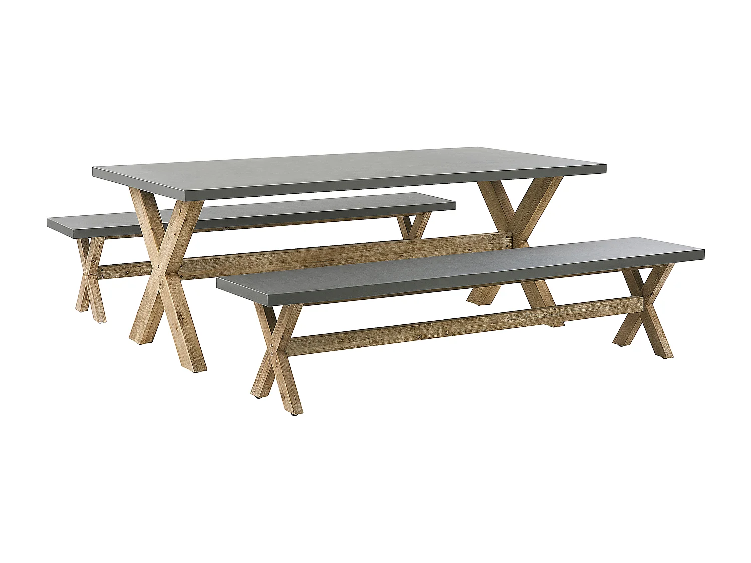 Salle à manger de jardin avec bancs 6 places OLBIA Béton Gris