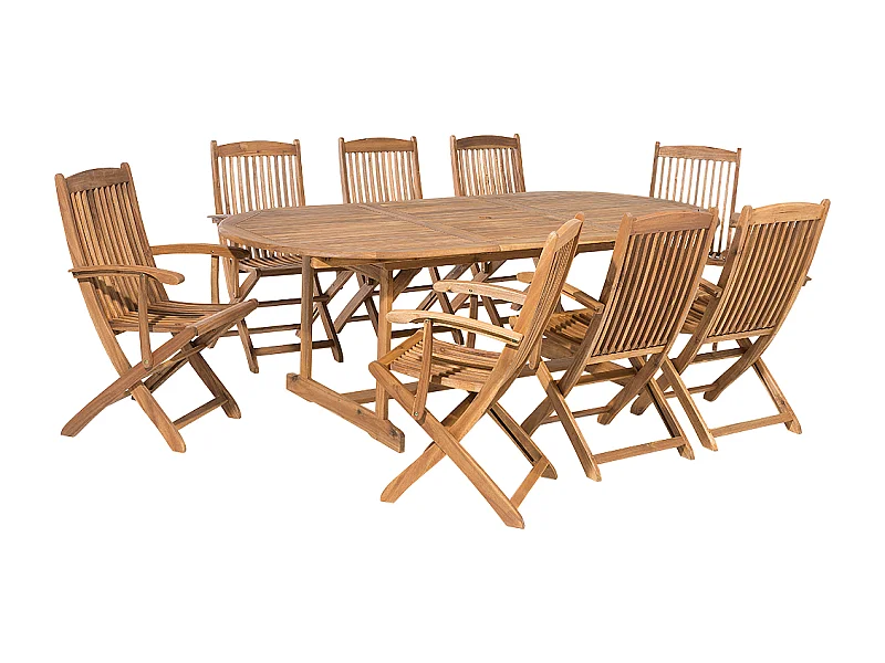 Salle à manger de jardin 8 places MAUI Acacia Marron clair