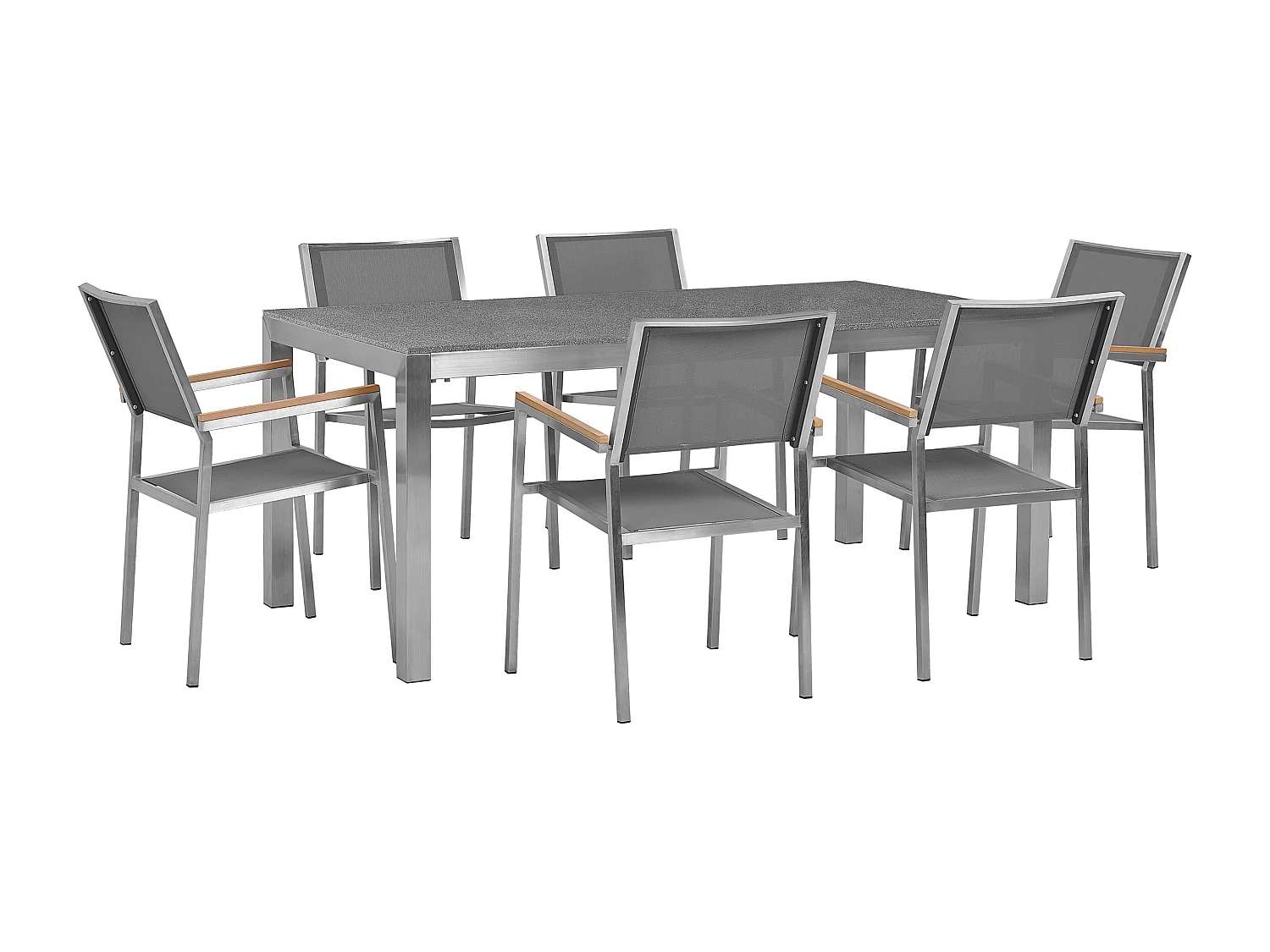 Salle à manger de jardin 6 places GROSSETO Granit Poli Gris