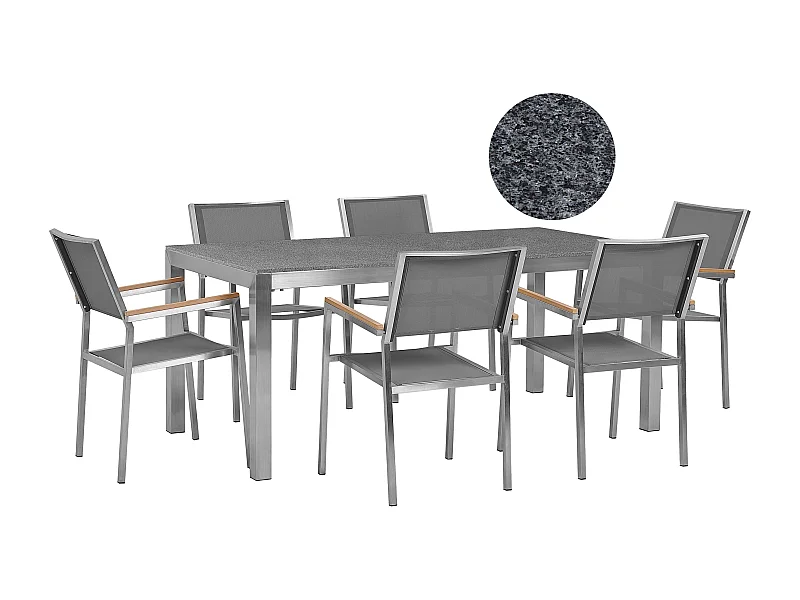 Gartenmöbel Set Tisch 180 cm in Grau 6 Stühle in Grau Grosseto