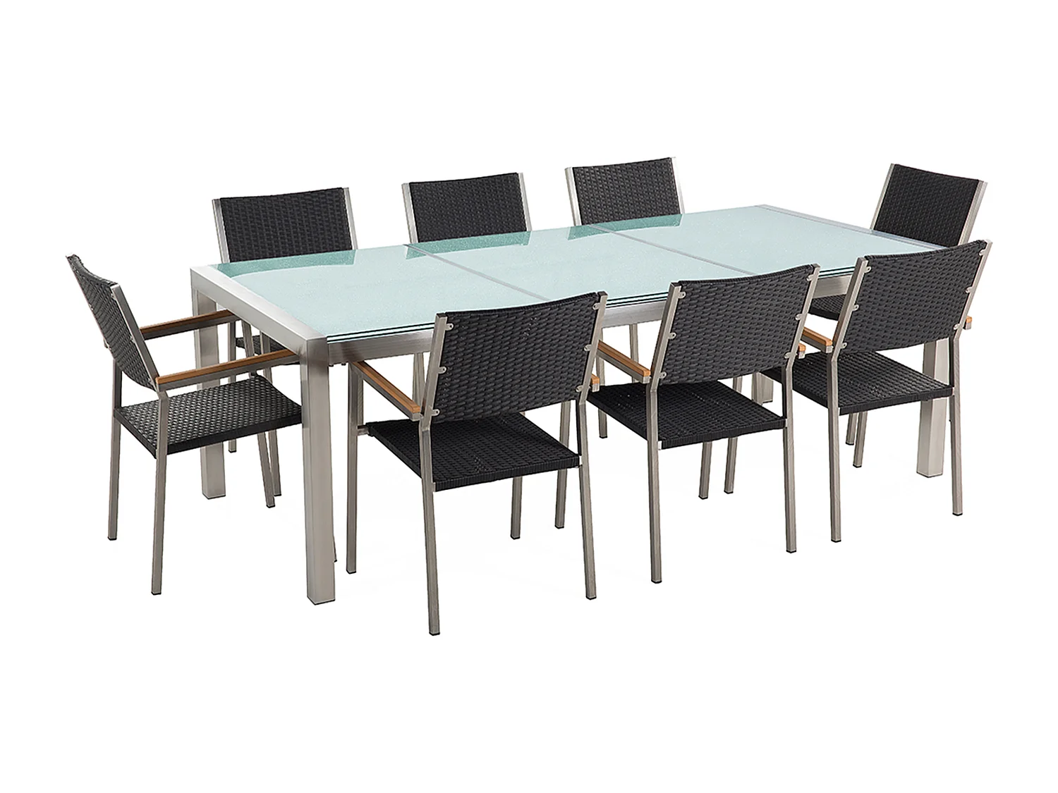 Conjunto de refeições de jardim 8 lugares GROSSETO Vidro rachado Transparente/Preto