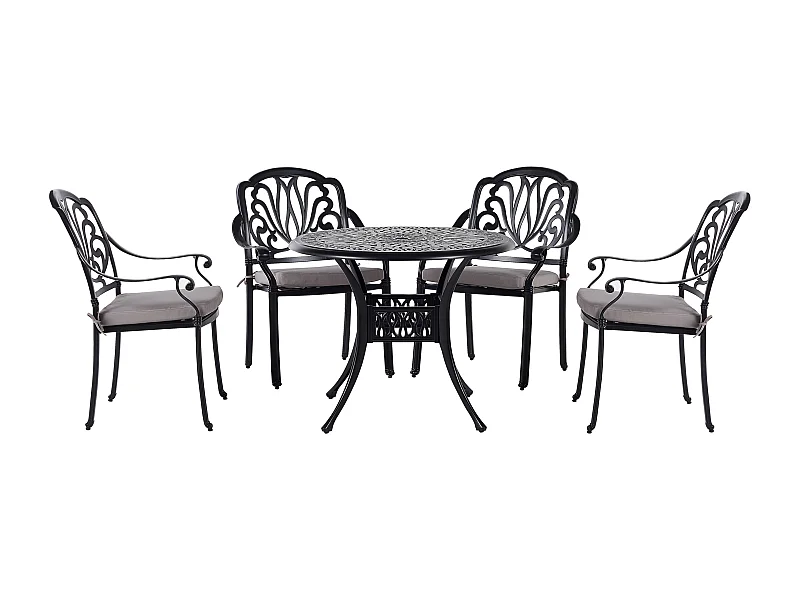 Gartenmöbel Set 4-Sitzer ANCONA inkl. Kissen Metall Schwarz