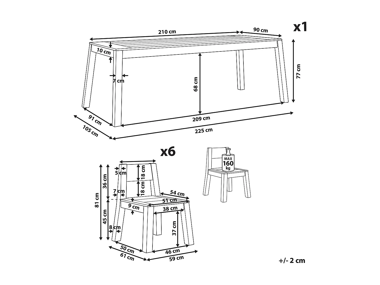 Zestaw ogrodowy dla 6 osób LIVORNO Drewno akacjowe Brązowy