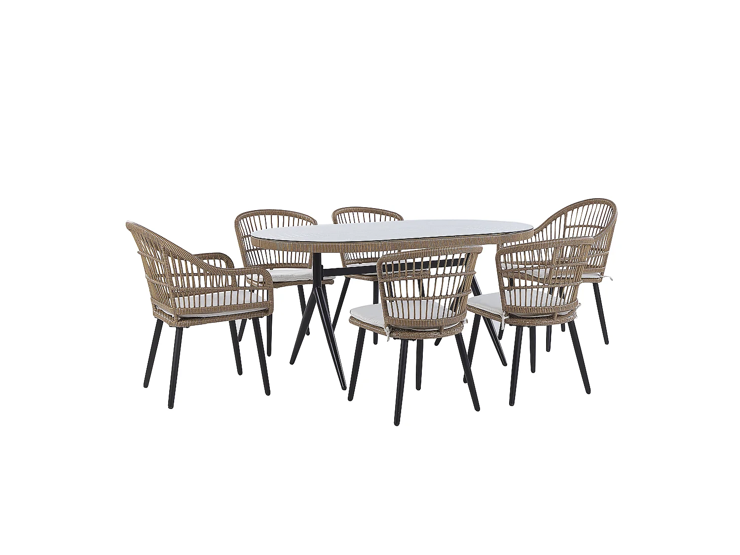 Salle à manger de jardin 6 places ALIANO II avec coussins Beige