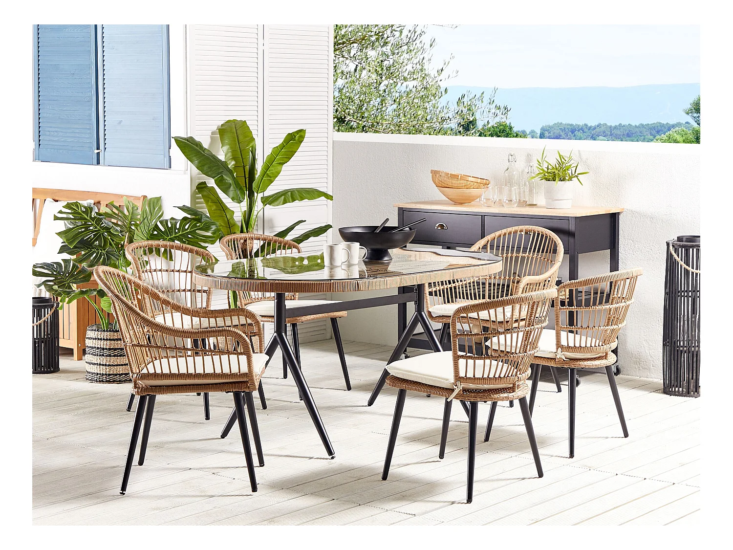 Salle à manger de jardin 6 places ALIANO II avec coussins Beige