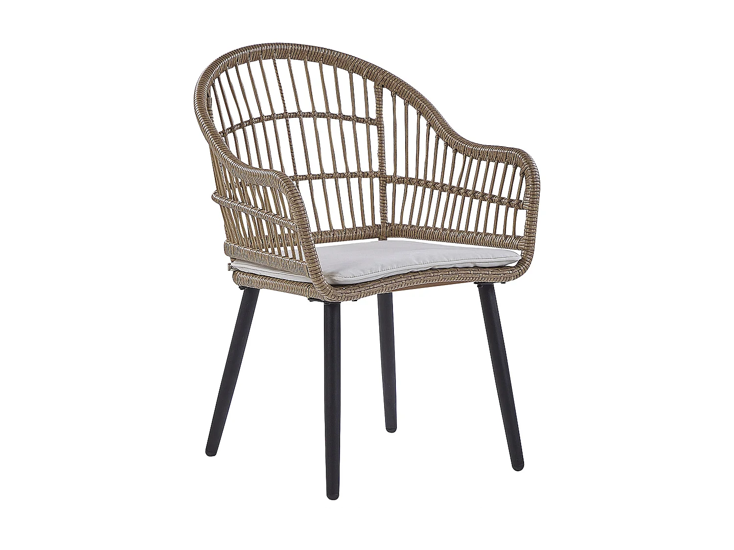 Elegantes Gartenset 6-Sitzer Rattan Auflagen Beige Metalbeine schwarz Aliano II