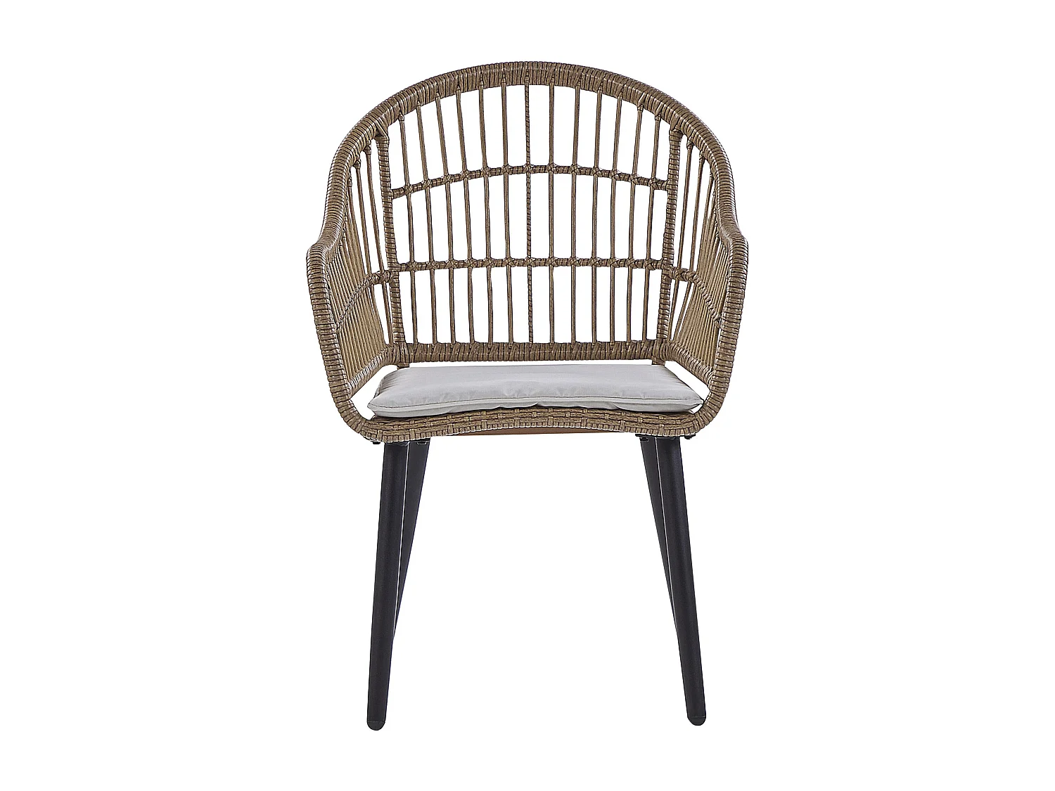 Elegantes Gartenset 6-Sitzer Rattan Auflagen Beige Metalbeine schwarz Aliano II