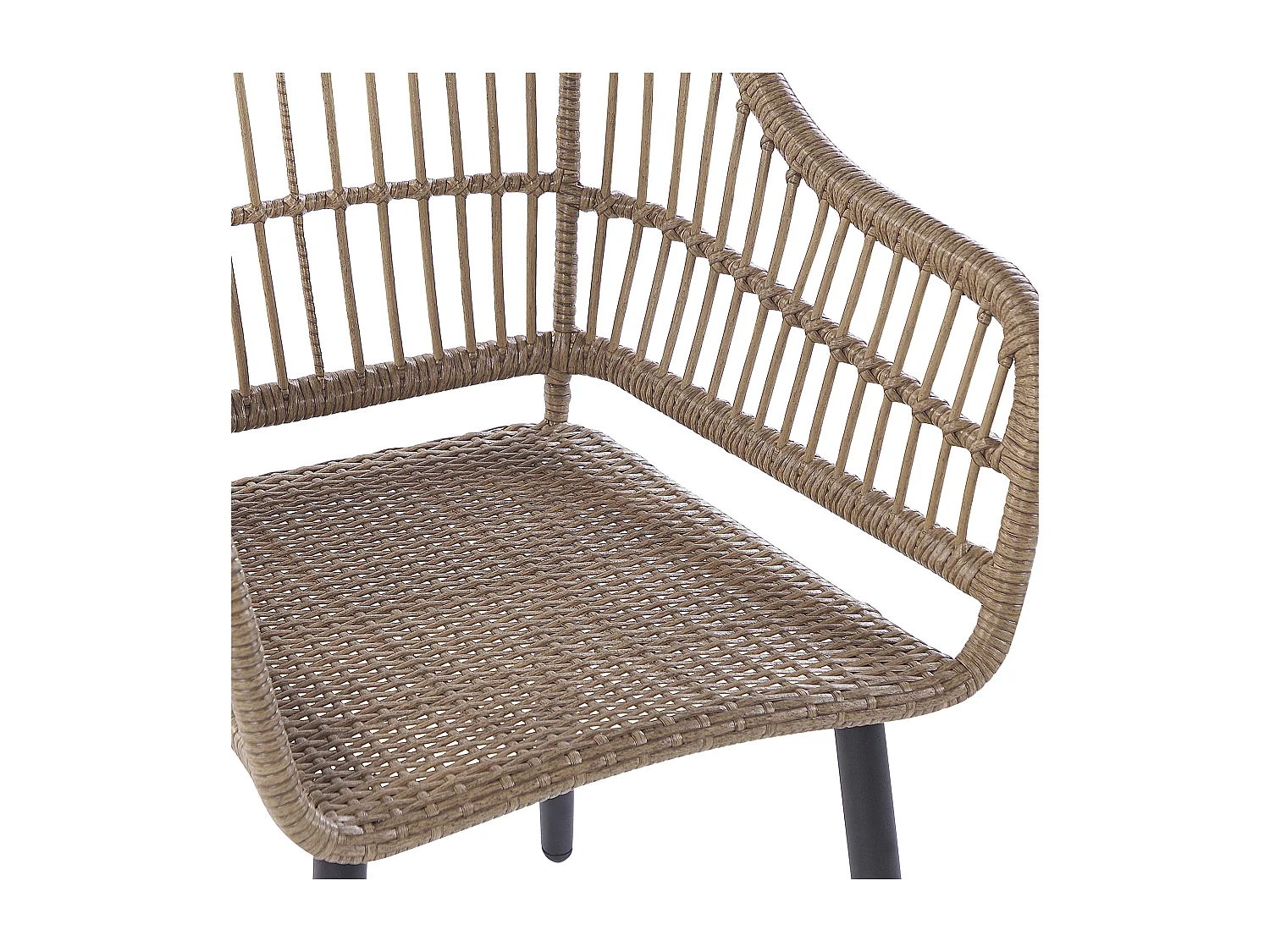 Elegantes Gartenset 6-Sitzer Rattan Auflagen Beige Metalbeine schwarz Aliano II