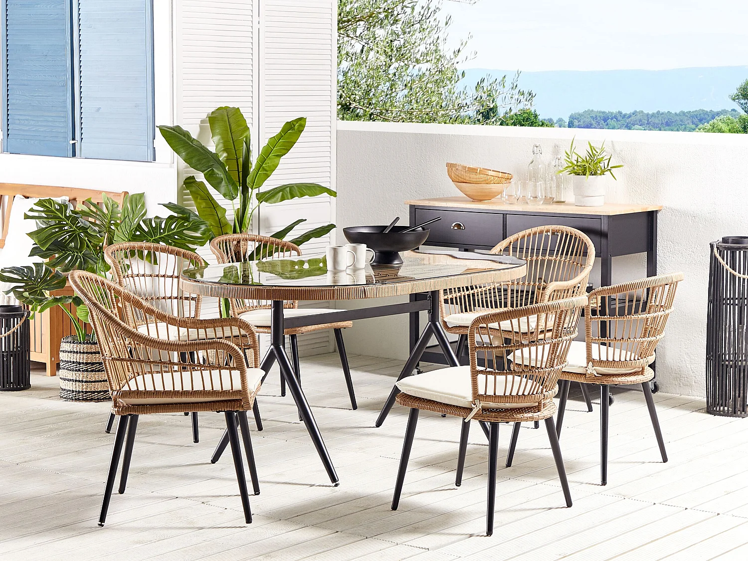 Salle à manger de jardin 6 places ALIANO II avec coussins Beige
