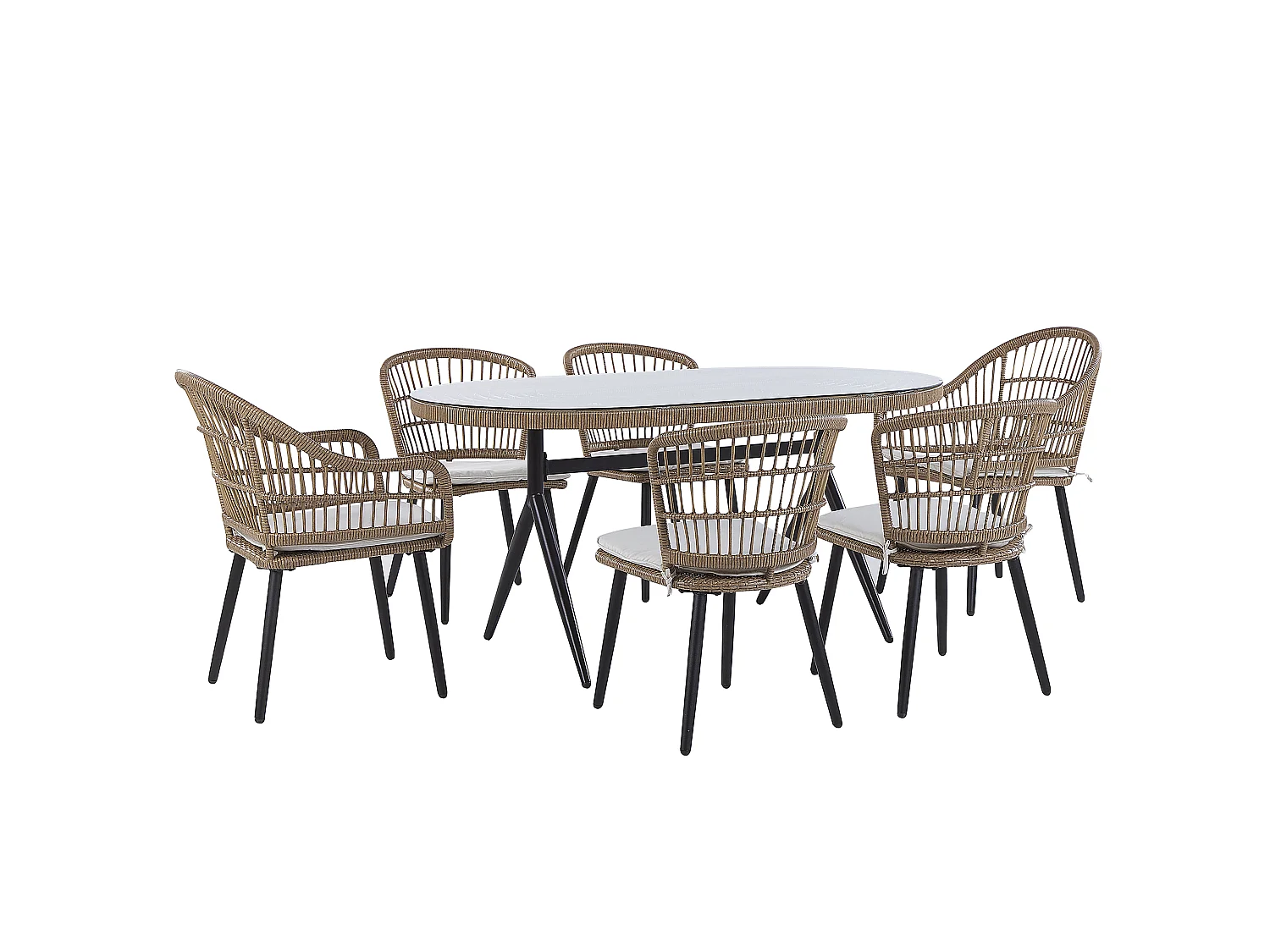 Salle à manger de jardin 6 places ALIANO II avec coussins Beige