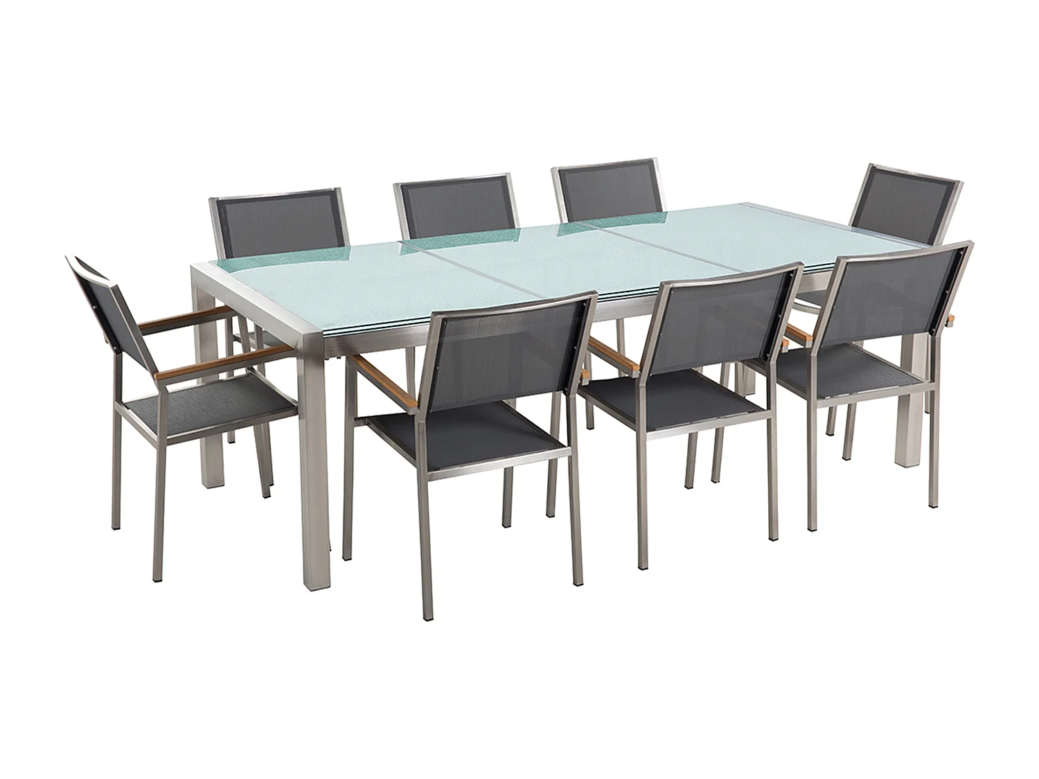 Salle à manger de jardin 8 places GROSSETO Verre fissuré Transparent/gris